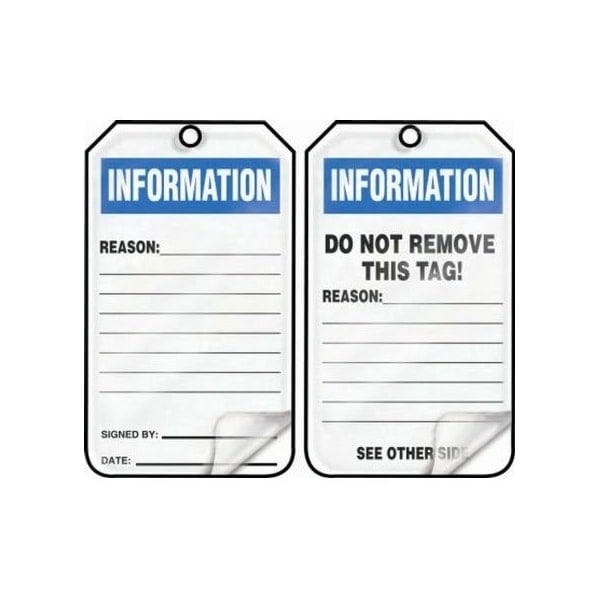Accuform Safety Tags, INFORMATION, 5.75in x 3.25in, Self-Laminating PF-Cardstock, 5PK TRS241LCM - main